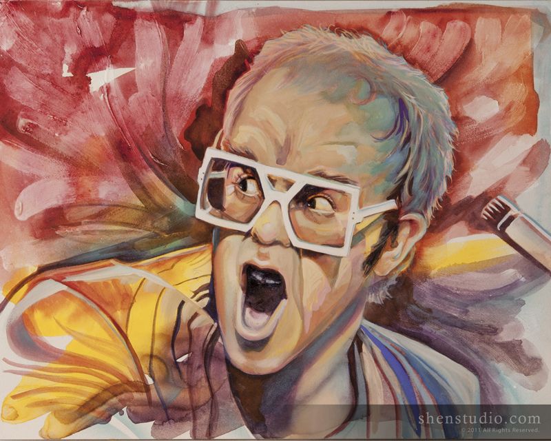 800x640 Elton John By Shen Jazz, Celebrity And Portrait Painter - Elton John Painting