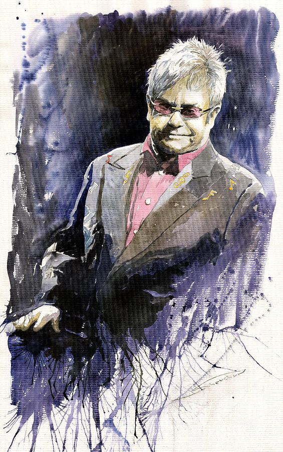 565x900 Jazz Sir Elton John Painting By Yuriy Shevchuk - Elton John Painting
