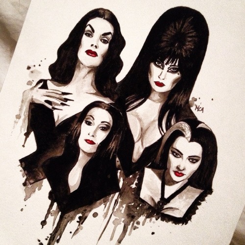 500x500 Drawing Art Painting Personal Instagram Goth Morticia Addams - Elvira Painting