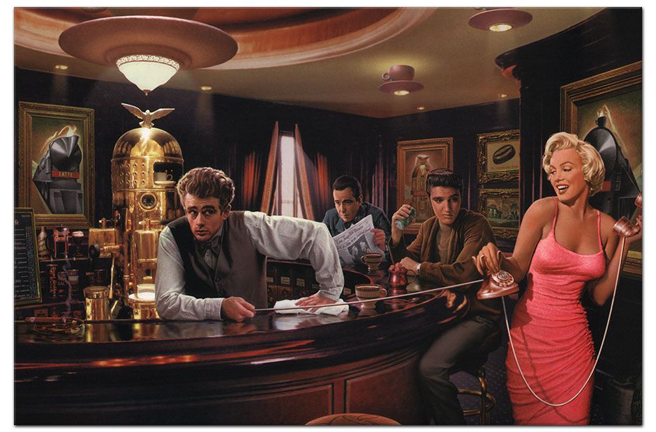 940x620 Marilyn Monroe Elvis Presley James Dean Canvas Print Picture - Elvis Marilyn Monroe Painting