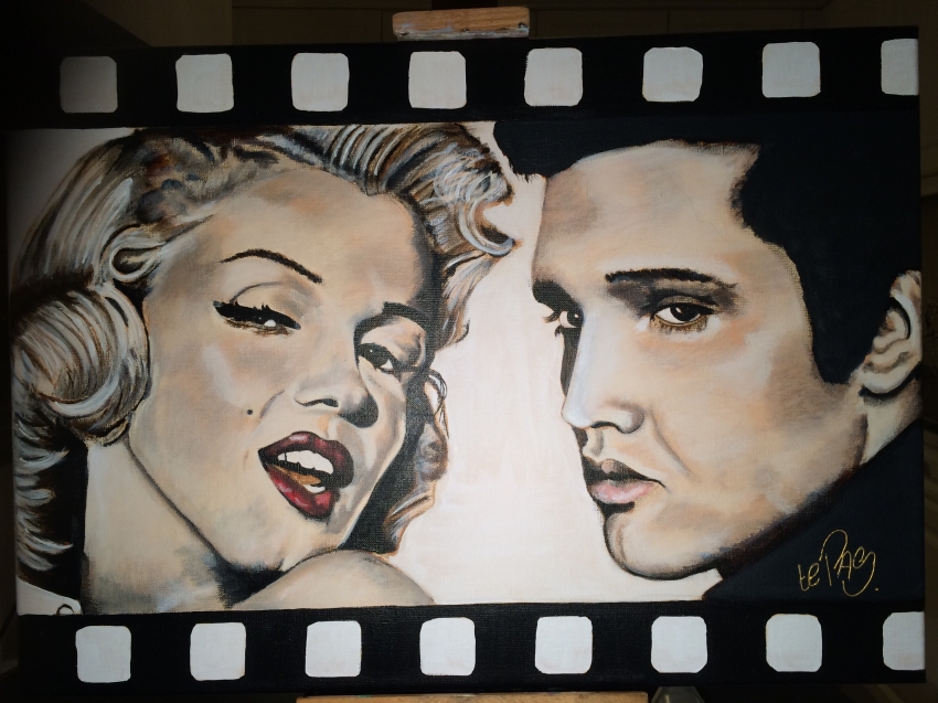850x637 Portrait Of Elvis Presley, Marilyn Monroe By Pasquinel On Stars - Elvis Marilyn Monroe Painting