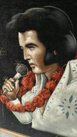 253x450 Elvis Presley Large Velvet Painting Framed Early 70's So - Elvis Painting