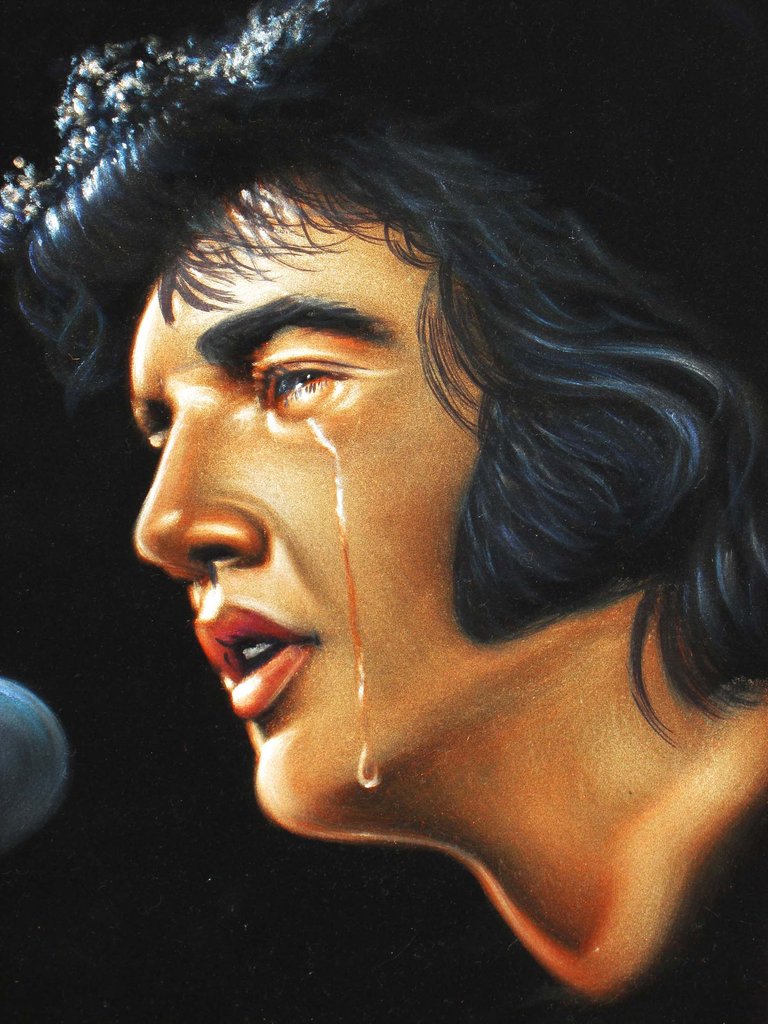768x1024 Elvis Presley Portrait , Original Oil Painting On Black Velvet By - Elvis Painting