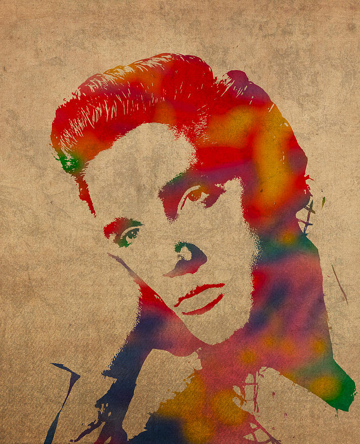 729x900 Elvis Presley Watercolor Portrait On Worn Distressed Canvas Mixed - Elvis Presley Canvas Painting