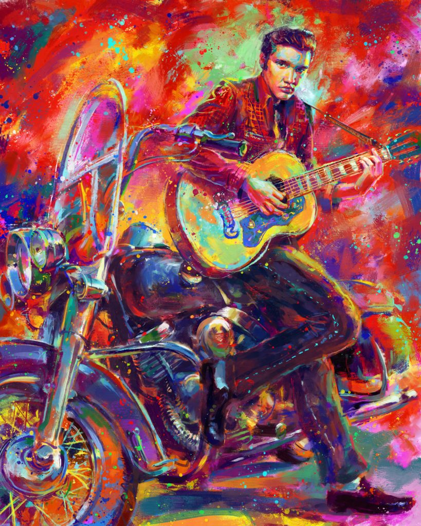 819x1024 Elvis Presley 40th Anniversary Newport Brushstrokes Fine Art Inc. - Elvis Presley Canvas Painting