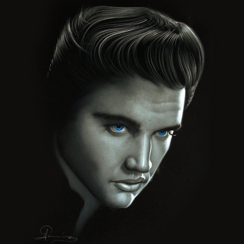 1024x1024 Elvis Presley Oil Painting Portrait On Black Velvet Original Oil - Elvis Presley Painting