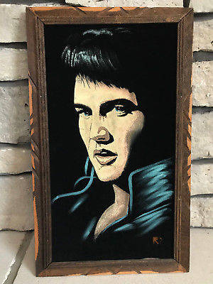 300x400 Vintage Elvis Presley Black Velvet Painting Free Shipping - Elvis Presley Velvet Painting