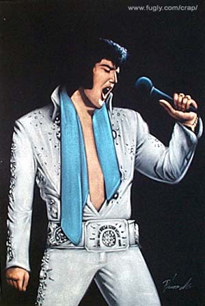300x447 Velvet Elvis Fugly's Famous Completely Random Amazing Prizes - Elvis Presley Velvet Painting