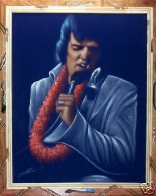 320x400 Elvis Presley ~ Black Velvet Painting By Leo - Elvis Presley Velvet Painting