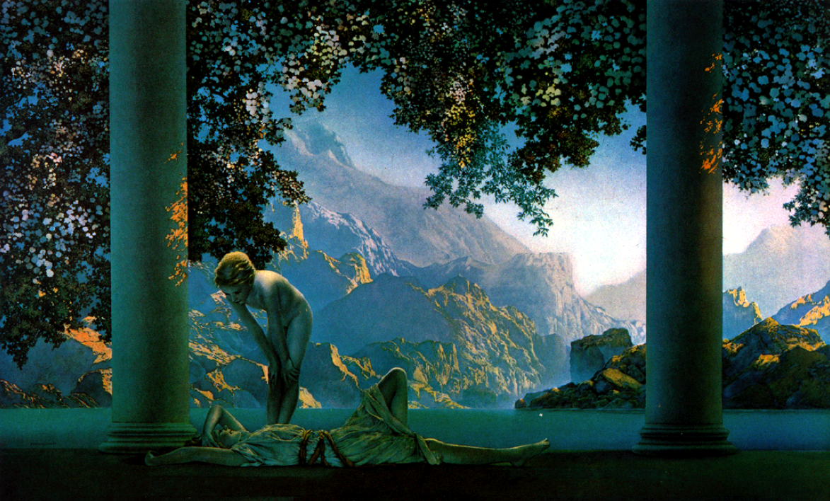 1173x708 Maxfield Parrish's Daybreak And A Still From Neil Blomkamp'S - Elysium Painting