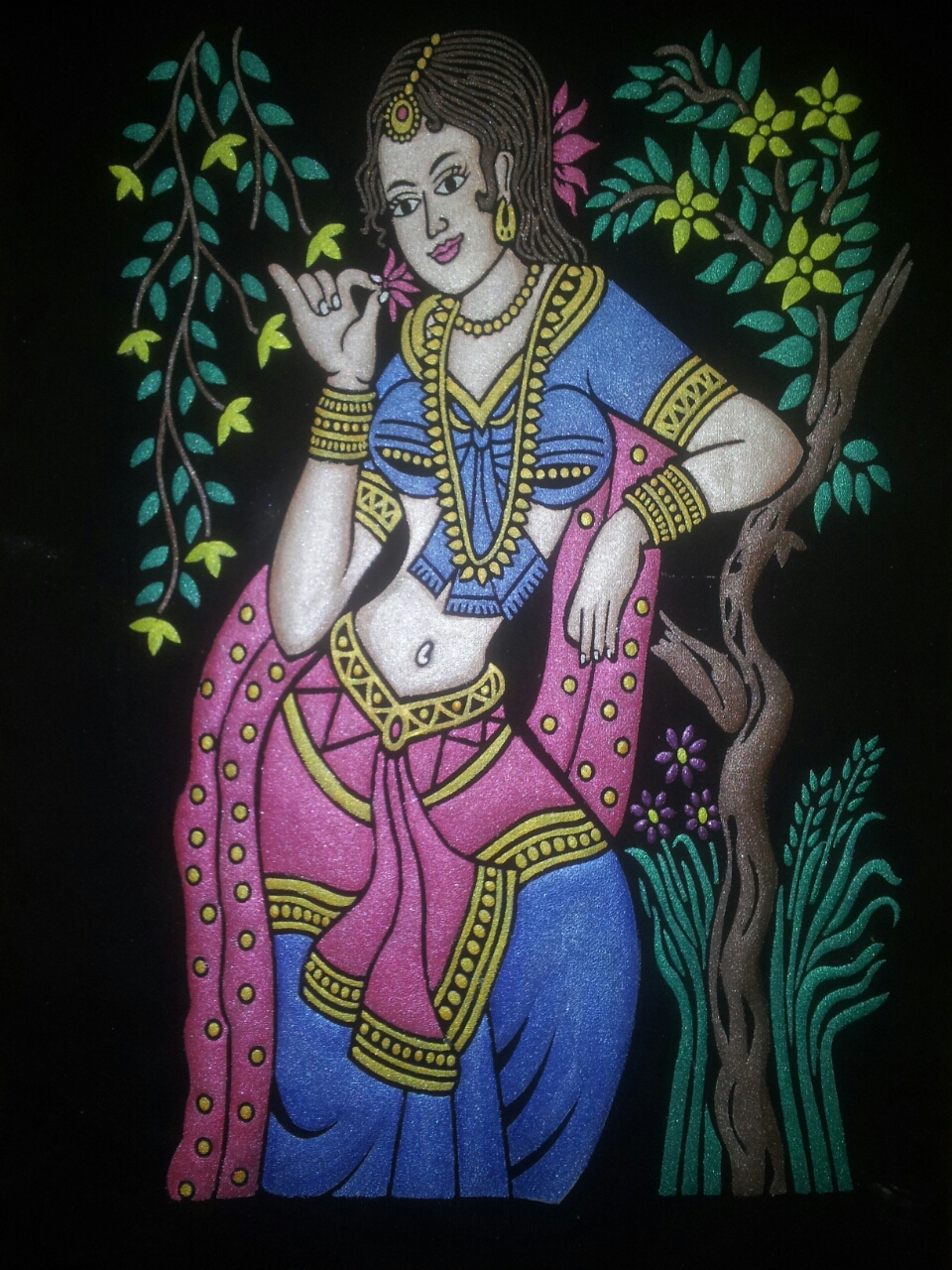 960x1280 Emboss Painting Of A Traditional Indian Girll Malarbecse - Emboss Painting