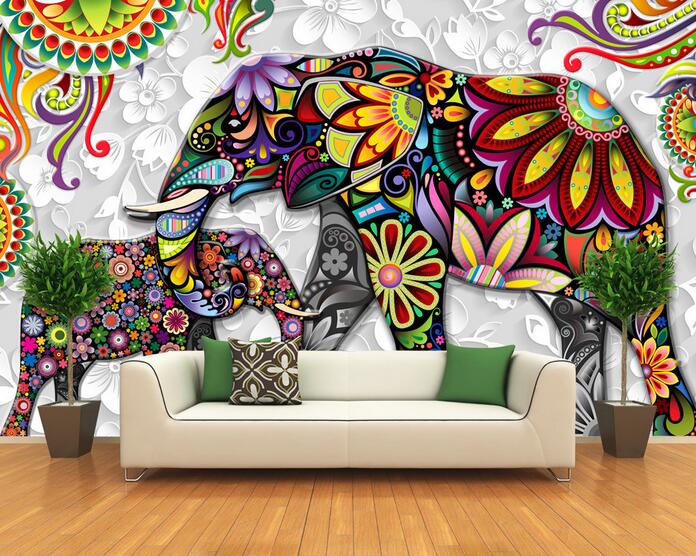 696x556 3d Room Wallpaper Custom Mural Non Woven Picture 3 D Elephant - Emboss Painting