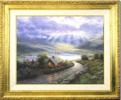 391x325 Thomas Kinkade Emerald Isle Cottage Canvas Classic Print - Emerald Isle Painting