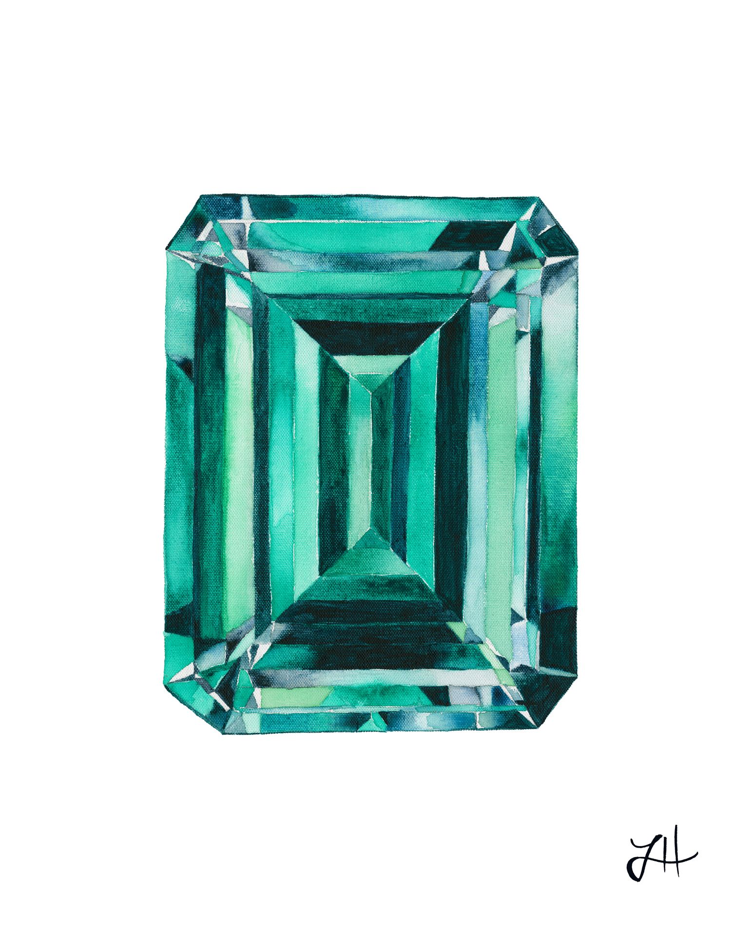 1500x1909 Emerald Watercolor Painting From Jewelry - Emerald Painting