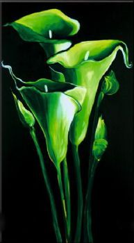193x350 Hand Painted Oil Painting Emerald Callas Floral Oil Painting Wall - Emerald Painting