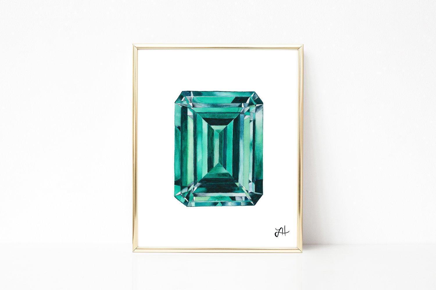 1500x1000 Watercolor Emerald Painting Art By Elle Aiche - Emerald Painting