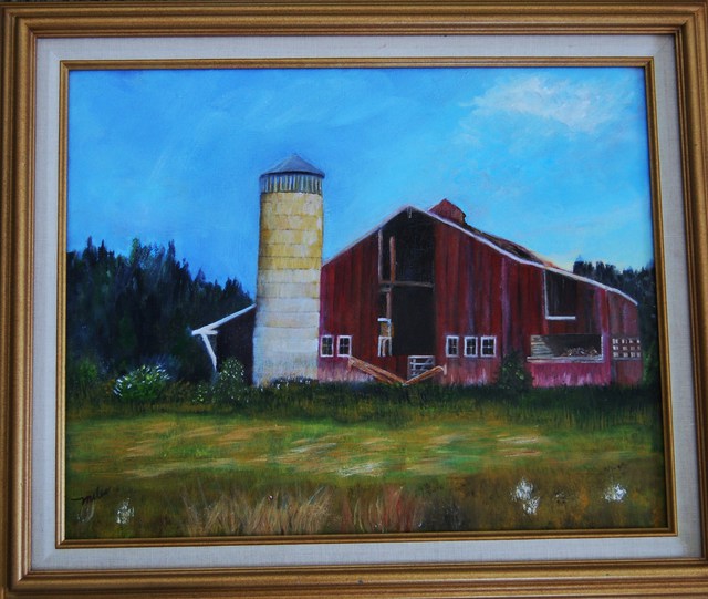 640x541 James Emerson Artwork Old Farm With Red Barn Original Painting - Emerson Painting