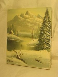 225x300 Signed Emerson Canvas Oil Painting Nature Mountain Winter - Emerson Painting