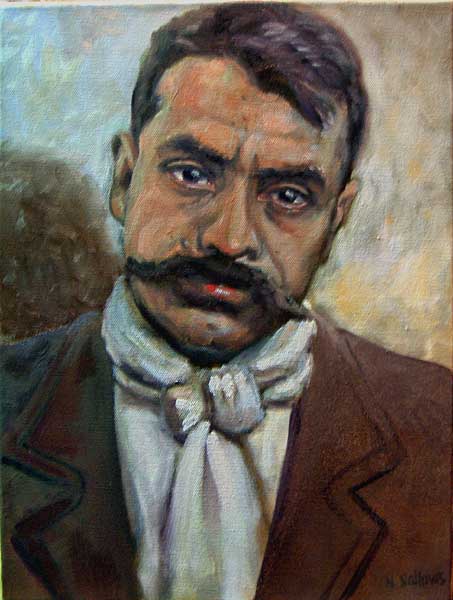 453x600 Emiliano Zapata Oil On Canvas - Emiliano Zapata Painting