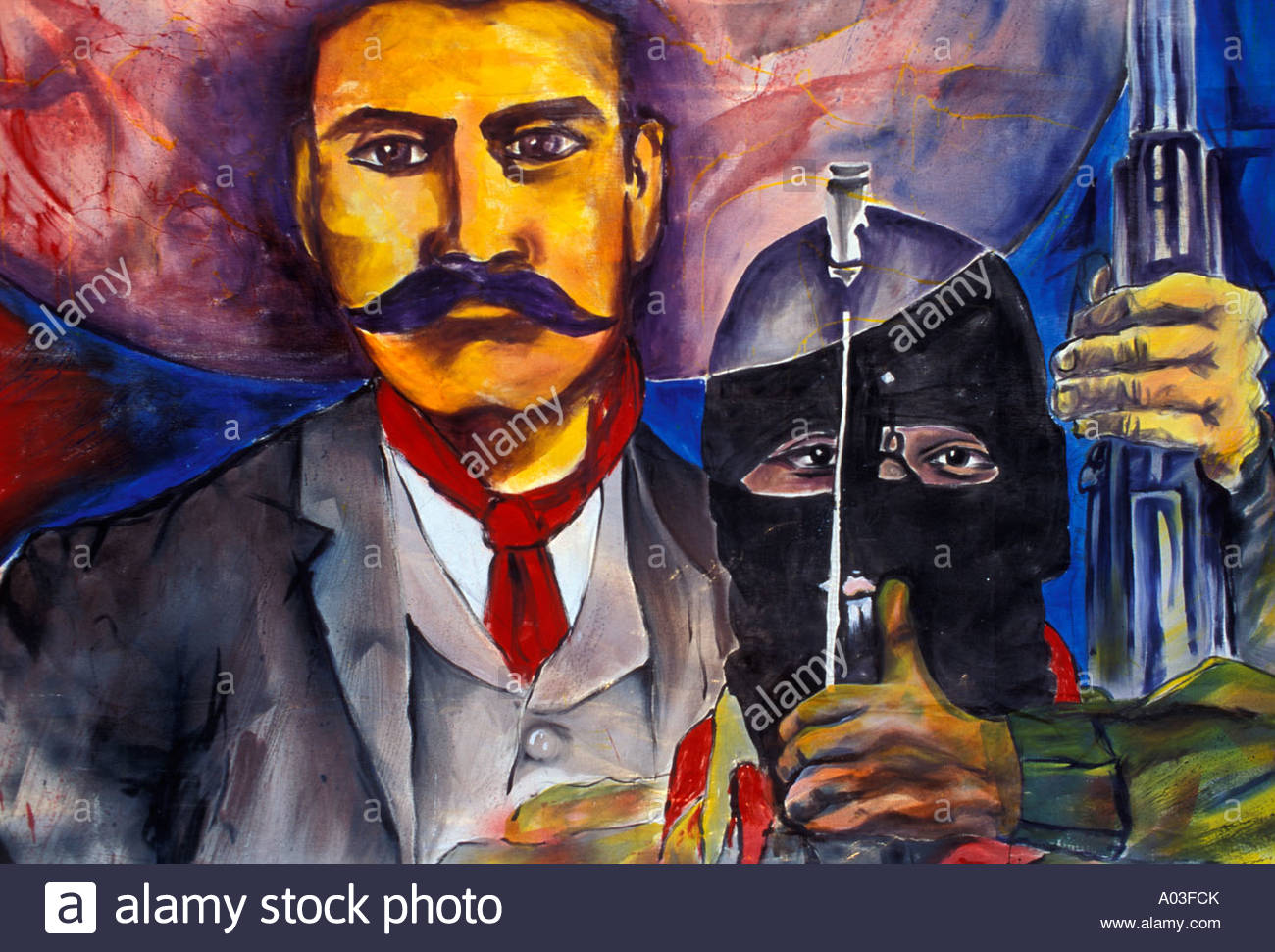 1300x971 Stock Image Of A Mexican Mural With Emiliano Zapata And Zapatista - Emiliano Zapata Painting