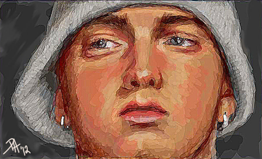 900x548 Eminem Painting By Peggy Hickey - Eminem Painting