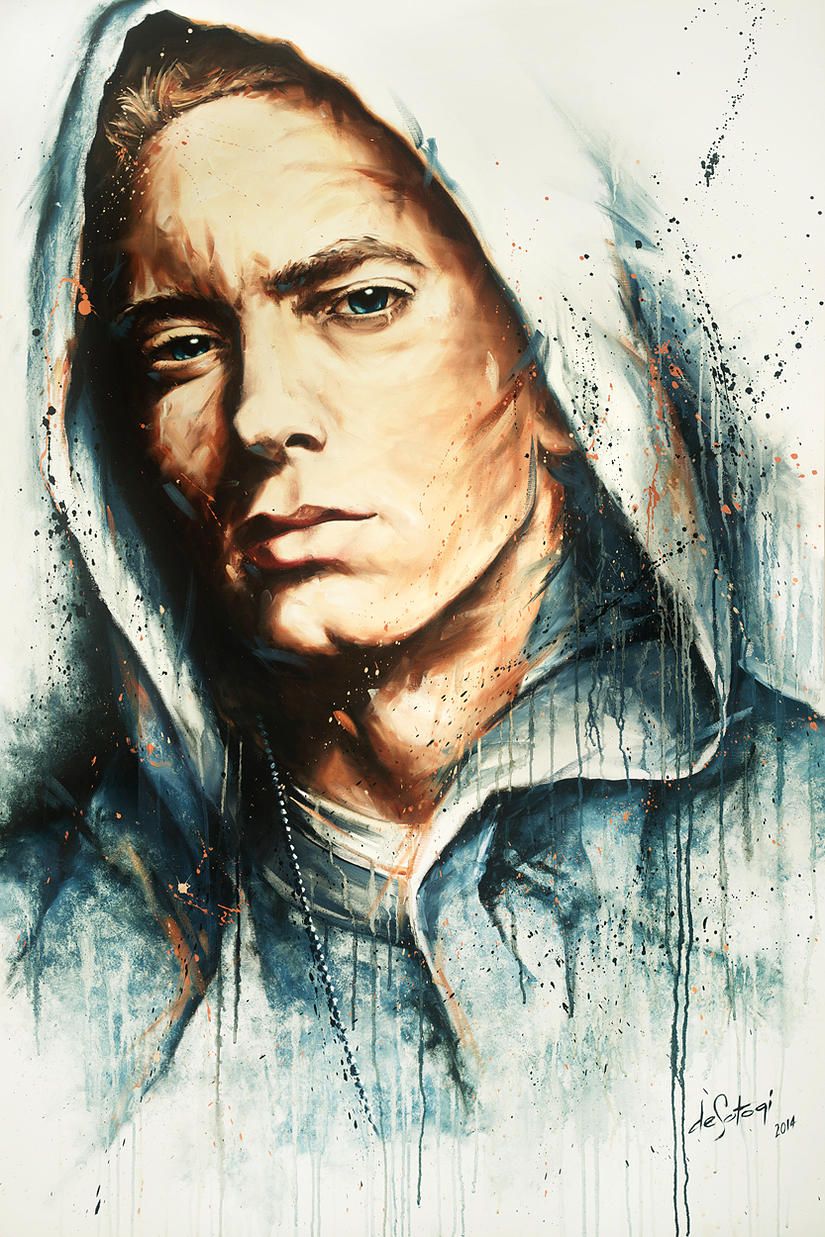 825x1237 Oil On Canvas Painting By Desotogi Of Eminem Entitled One Shot - Eminem Painting