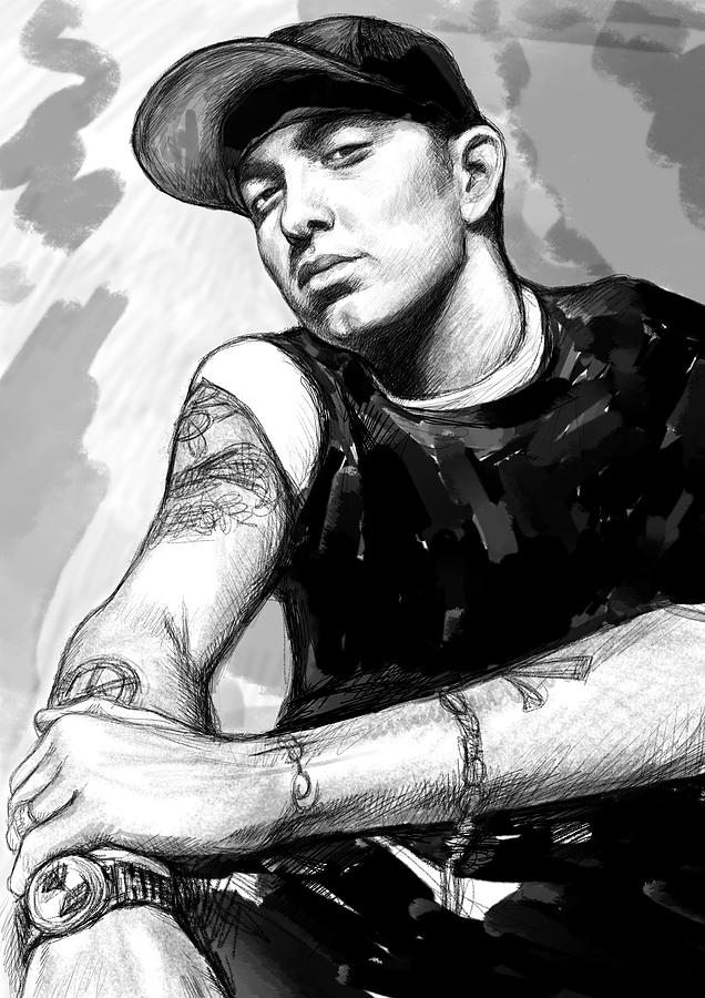 636x900 Eminem Art Drawing Sketch Portrait Painting By Kim Wang - Eminem Painting