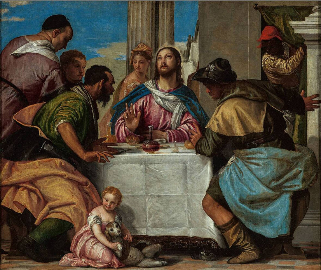 1100x924 Paolo Veronese Supper In Emmaus (1567) - Emmaus Painting