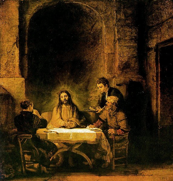 571x600 Rembrandt Harmensz. Van Rijn Supper - Emmaus Painting