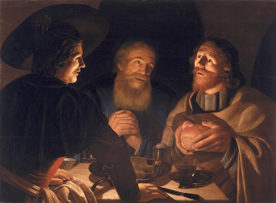 900x663 Supper At Emmaus Painting By Cryn Hendricksz Volmaryn - Emmaus Painting