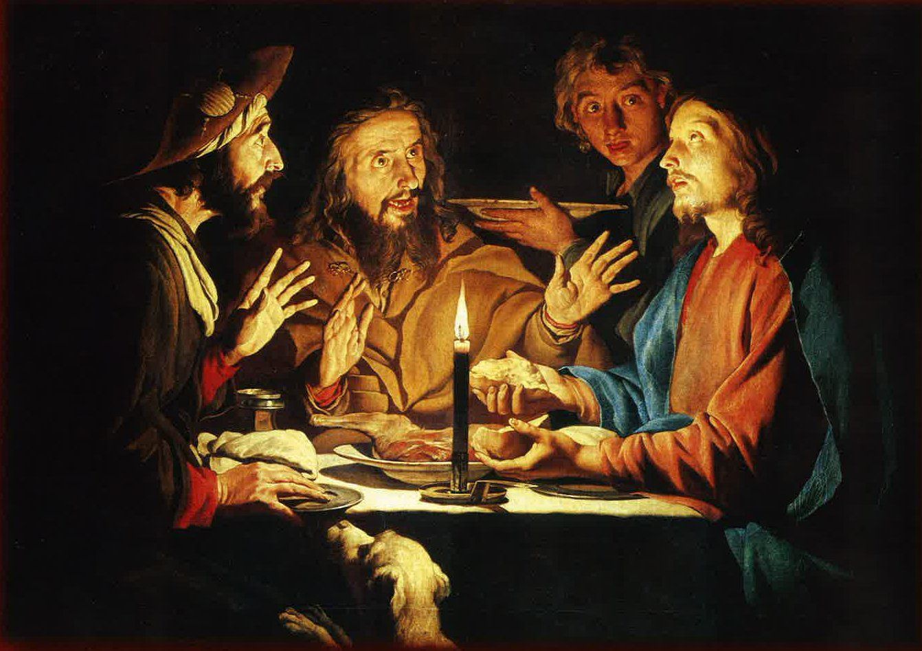 1342x947 Supper Of Emmaus Painting, Gerrit Van Honthorst Out Of The Past - Emmaus Painting