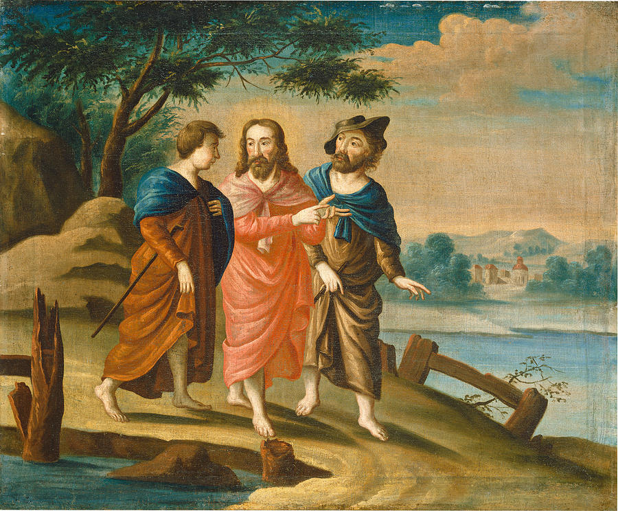 900x744 Christ On The Road To Emmaus Painting By American 18th Century - Emmaus Road Painting