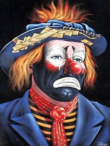 226x300 Emmett Kelly Hobo Clown Face Portrait Art Black Velvet Oil - Emmett Kelly Clown Oil Painting