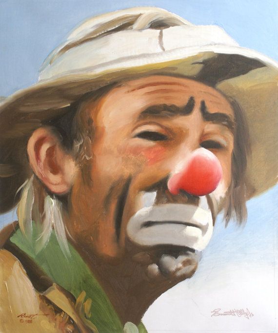 570x682 Emmett Kelly Jr Circus Clown Oil Painting 24x20 (61 X 51 Cm - Emmett Kelly Clown Oil Painting