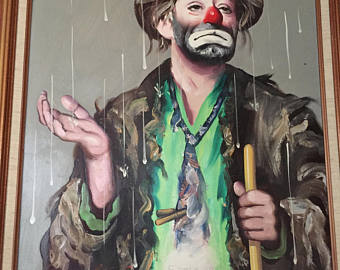 340x270 Limited Edition Oil On Canvas Clown Painting Of Emmett Kelly - Emmett Kelly Clown Oil Painting