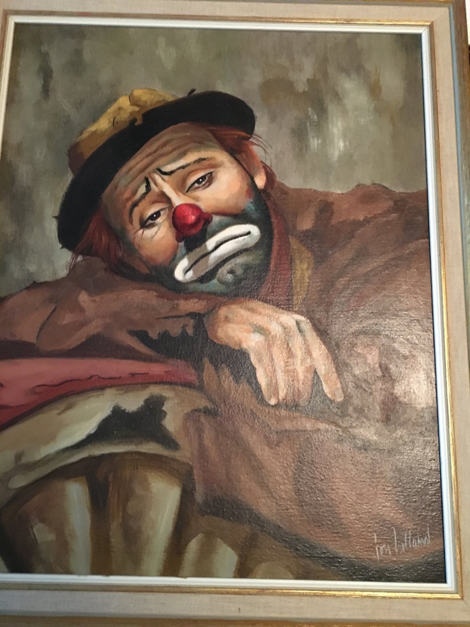 960x1280 Value Of 4 Original Oil Paintings Signed By Jon Helland. Perfect - Emmett Kelly Clown Oil Painting