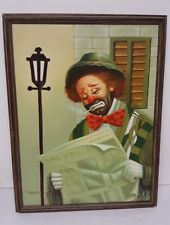 170x225 Clown Original Oil Painting Signed By Hoppin - Emmett Kelly Clown Oil Painting