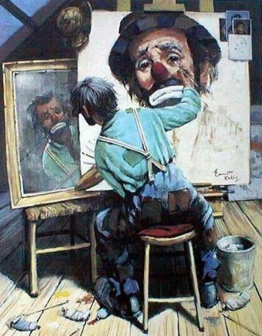 375x480 Emmett Kelly Painting Sad Clown By Barry Leighton Jones Resim - Emmett Kelly Painting