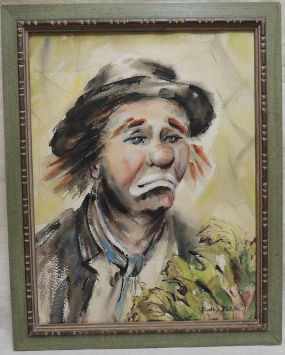 570x708 Framed Emmett Kelly Painting Original Signed By Dorothy Fesler - Emmett Kelly Painting