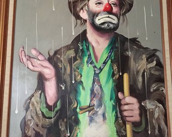 340x270 Limited Edition Oil On Canvas Clown Painting Of Emmett Kelly - Emmett Kelly Painting