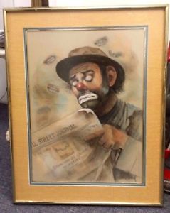 239x300 Vintage Artist Jon Helland Emmett Kelly Original Pastel Painting - Emmett Kelly Painting