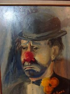 225x300 Vintage Oil Painting Of The Late Emmett Kelly As Weary Willie Ebay - Emmett Kelly Painting