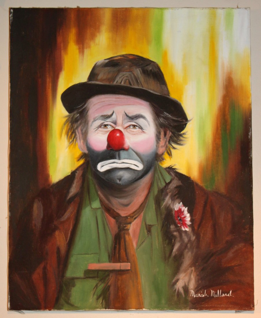 904x1100 Emmett Kelly Clown Painting By Artist Muriel Millard - Emmett Kelly Painting
