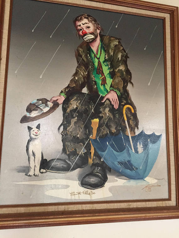 570x760 Limited Edition Oil On Canvas Clown Painting Of Emmett Kelly - Emmett The Clown Painting