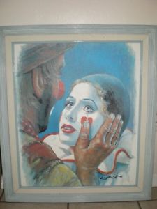 225x300 Signed Barry Leighton Jones A Helping Hand Emmett Kelly Clown - Emmett The Clown Painting