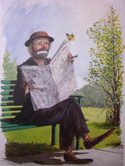 400x530 Vintage Clown Print Emmett Kelly Clown By Wharoldhancockart - Emmett The Clown Painting