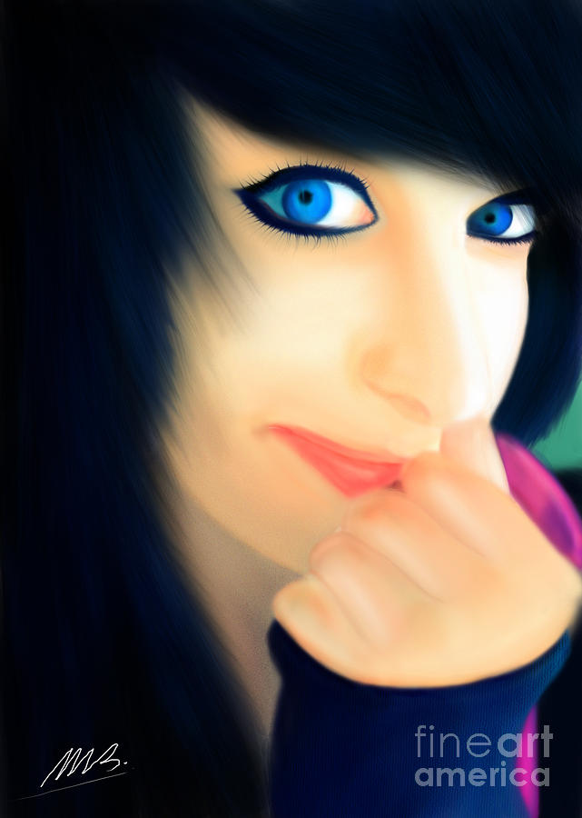 641x900 Emo Girl Painting By Michal Bounla - Emo Girl Painting