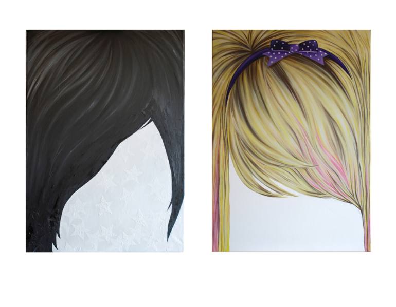 770x598 Saatchi Art Emo Boy Amp Emo Girl Painting By Claudia La Neve - Emo Girl Painting