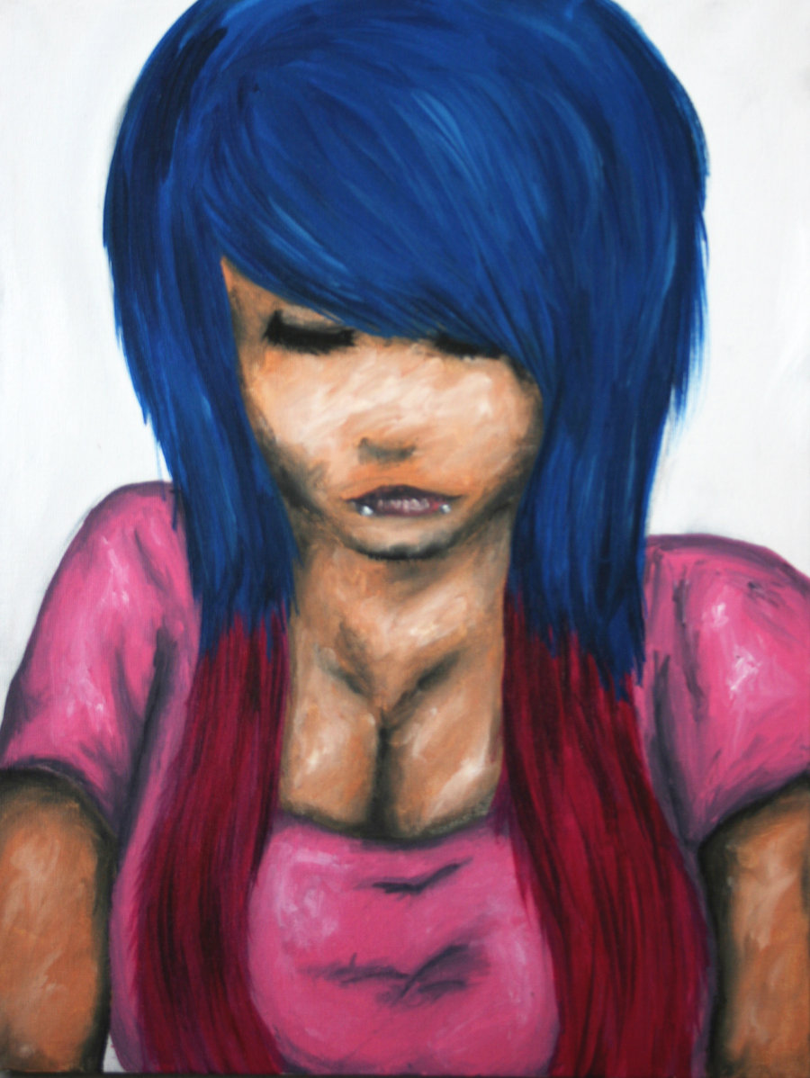 900x1198 Untitled Emo Girl 2 By Emisaurx382 - Emo Girl Painting