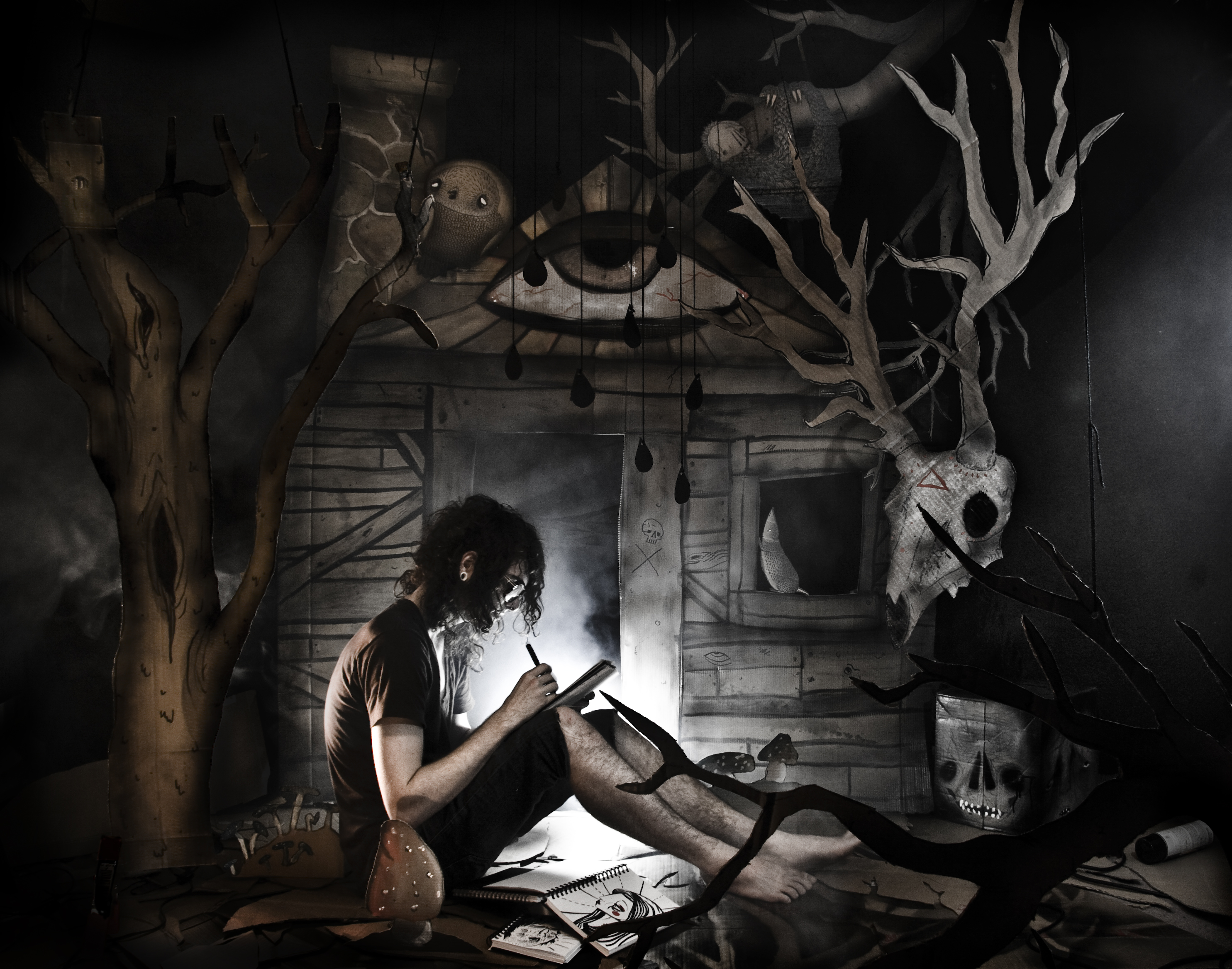 2969x2336 Wallpaper Drawing, Painting, Illustration, Portrait, Eyes, Dark - Emo Painting